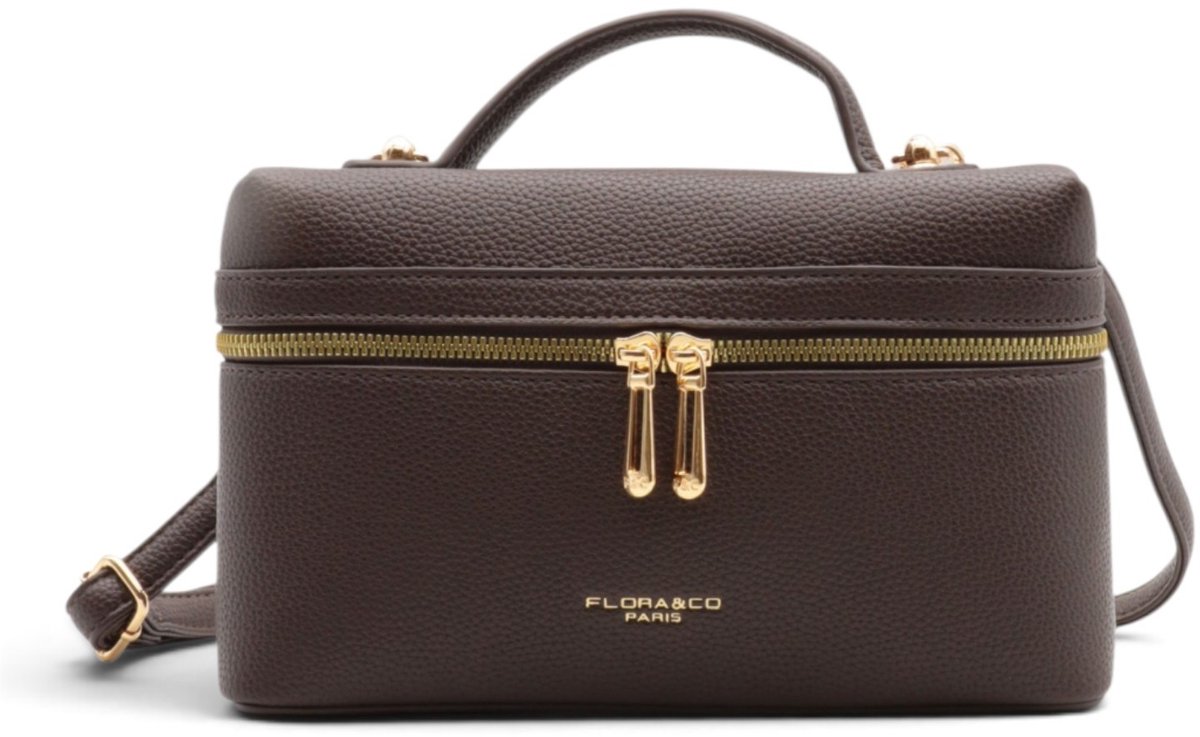Flora&Co - GABBY - zacht kunstleer - handtas/crossbody dames tas - met lange instelbare draagriem - chocolat/bruin