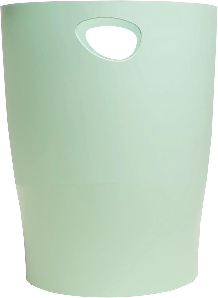 Prullenbak - 15 liter - 26,3 x 26,3 x 33,5 cm - met handgrepen - voor kantoor en thuis - saliegroen