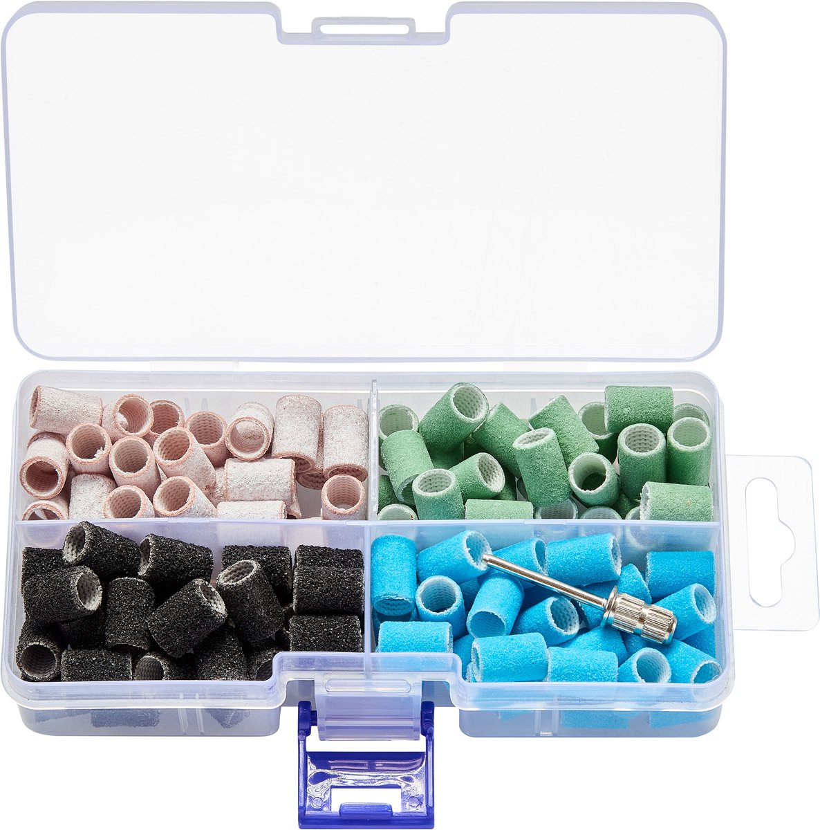 FOOCCA® Nagelfrees Schuurrolletjes - Elektrische Nagelvijl Schuurrolletjes - Nagel Bitjes - Opzetstukjes - Bits - Mix Set #80 #120 #180 #240 Korrels / Grit / Grofheid - Inclusief Mandrel Bitje - Nagel Bitjes - Nagel Frees - 125 stuks