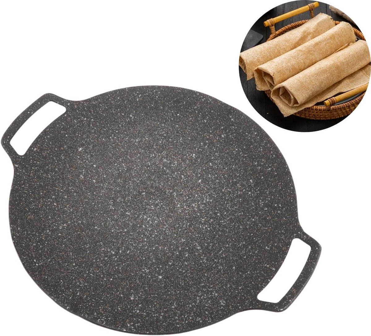 Koreaanse BBQ Grill - Zwart - 33 cm - Anti-aanbak Grill Pan voor Thuis en Buiten