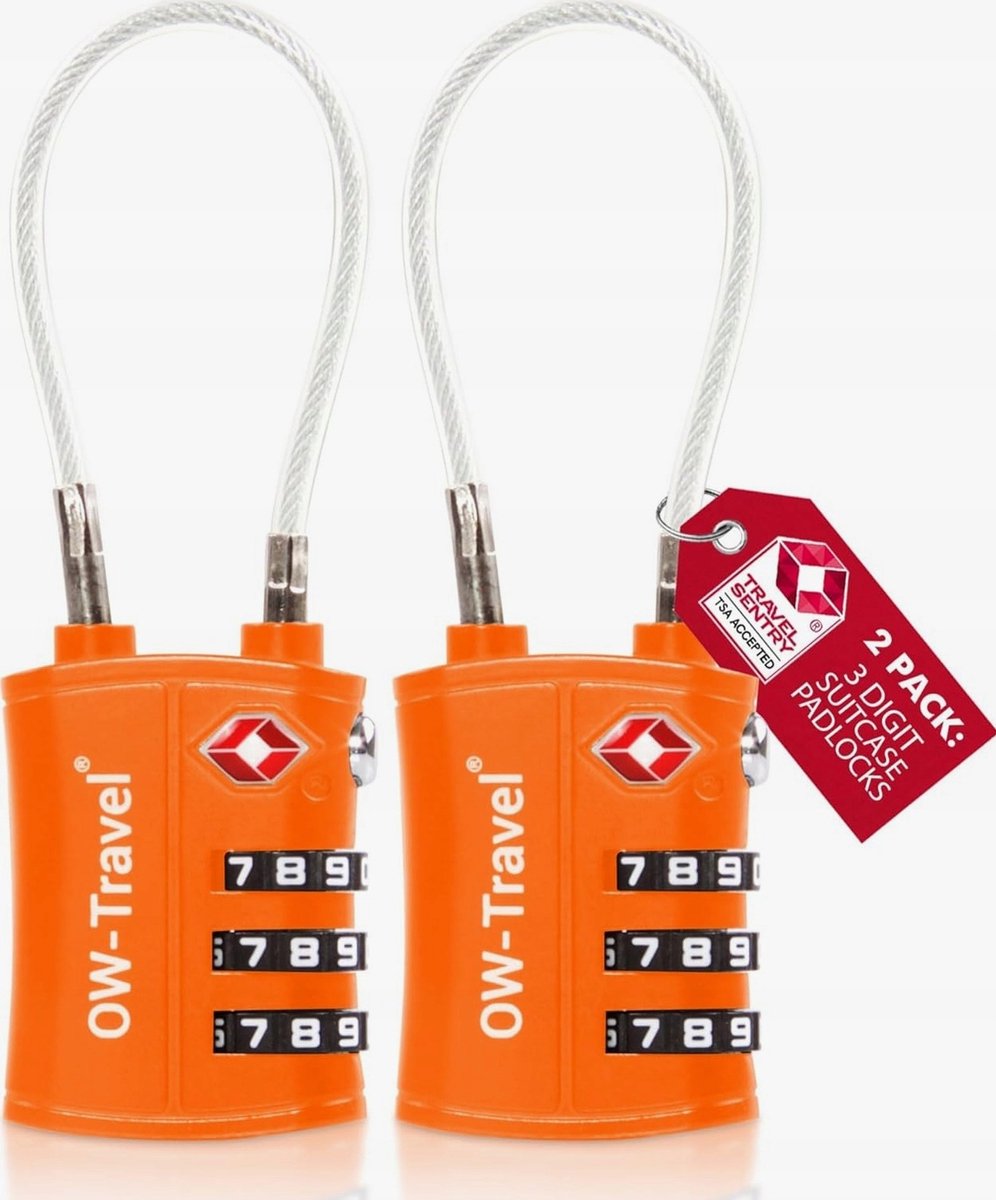 2x TSA Kettingslot Cijferslot Bagagekoffer Rugzak Oranje