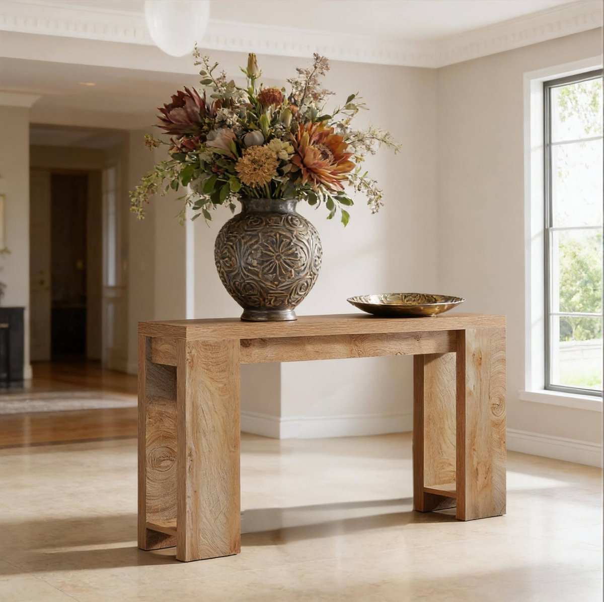 MODFU - Sidetable - Landelijke Stijl - Rechthoekig - Hout - Bruin - 160 X 30 X 85 Cm