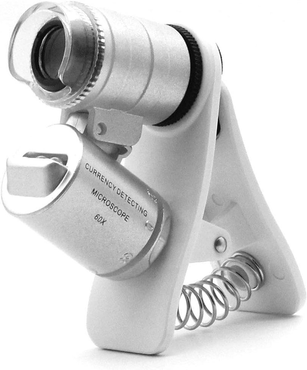 Vergrootglasbril met ledverlichting - Zilver - Verstelbaar - Pocket Microscoop Vergrootglas met Clip - Voor Mobiele Telefoon Gebruik