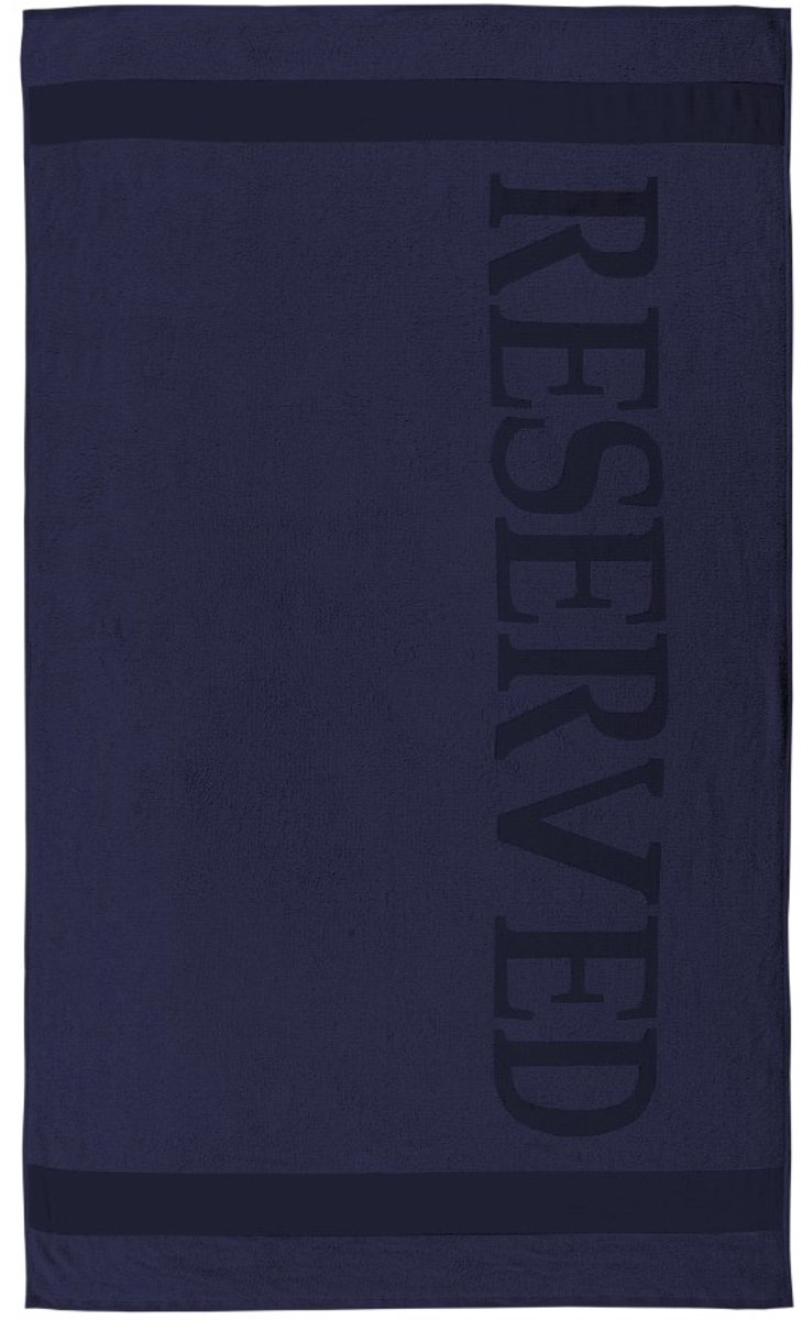 Padiro strandlaken 100 x 180 cm - marineblauw - ton-sur-ton tekst