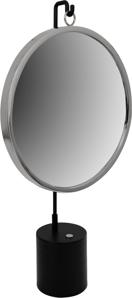 Padiro tafelspiegel 41 x 75 x 14 cm - zwart en zilverkleurig - staal en spiegelglas - ronde spiegel op standaard