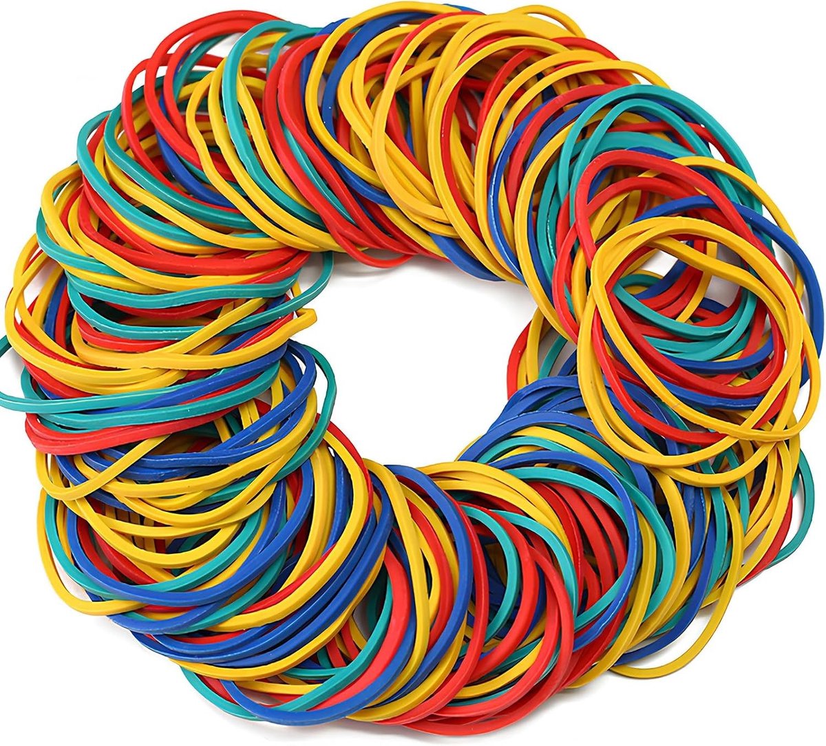Set van 250 Kleurige Elastieken 50 x 3 mm - Veelzijdige Rubber Ringen voor Huishoudelijk, Kantoor en Schoolgebruik