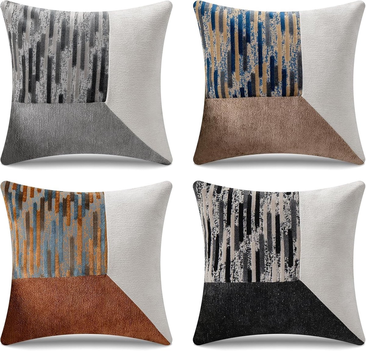 Set van 4 Kussenslopen - A - 45 x 45 cm - Chenille Decoratieve Kussenhoezen - Voor Woonkamer of Slaapkamer