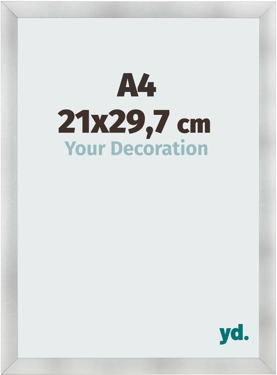 yd. Your Decoration - Fotolijst A4 21x 29,7 cm - MDF - Aluminium Geborsteld - Pisa