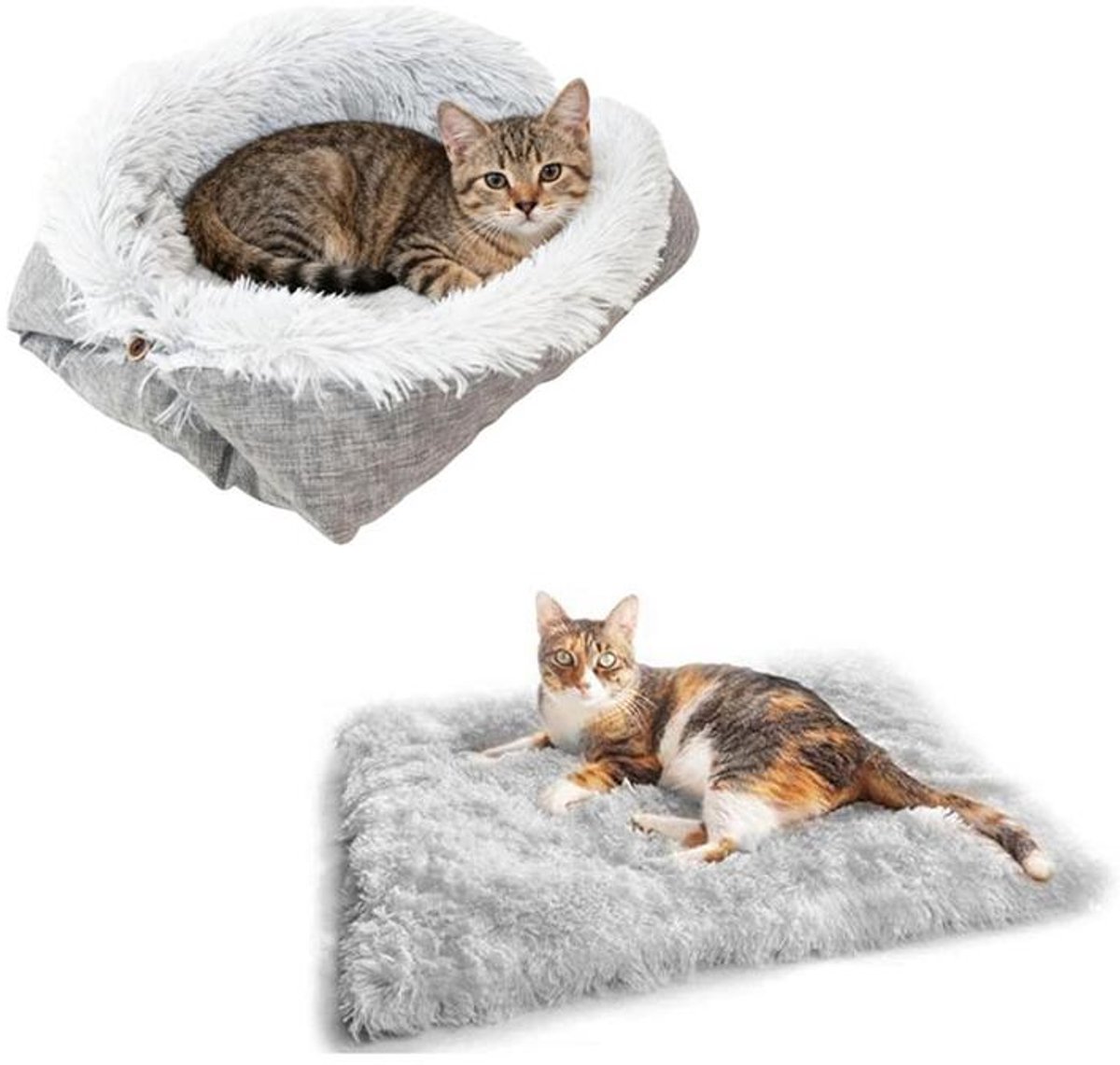 KZQ Kattenmand - Huisdiermand - Zelfverwarmende kattendeken - 2-in-1 kattenmand - Huisdiermat - Pluizig en zacht - 61 x 51 cm