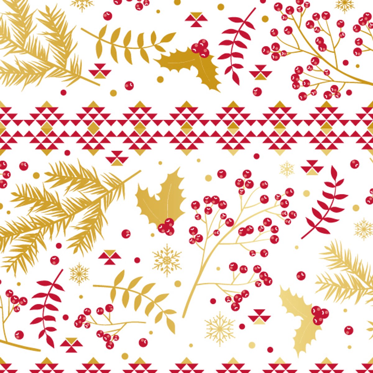 Cadeaupapier Set – Classic Christmas Collection (5 Stuks) – 200×70 cm – Rood, Wit & Goud – Rendieren, Kerstballen, Hulst & Feestelijke Prints – Inpakpapier – foto 2
