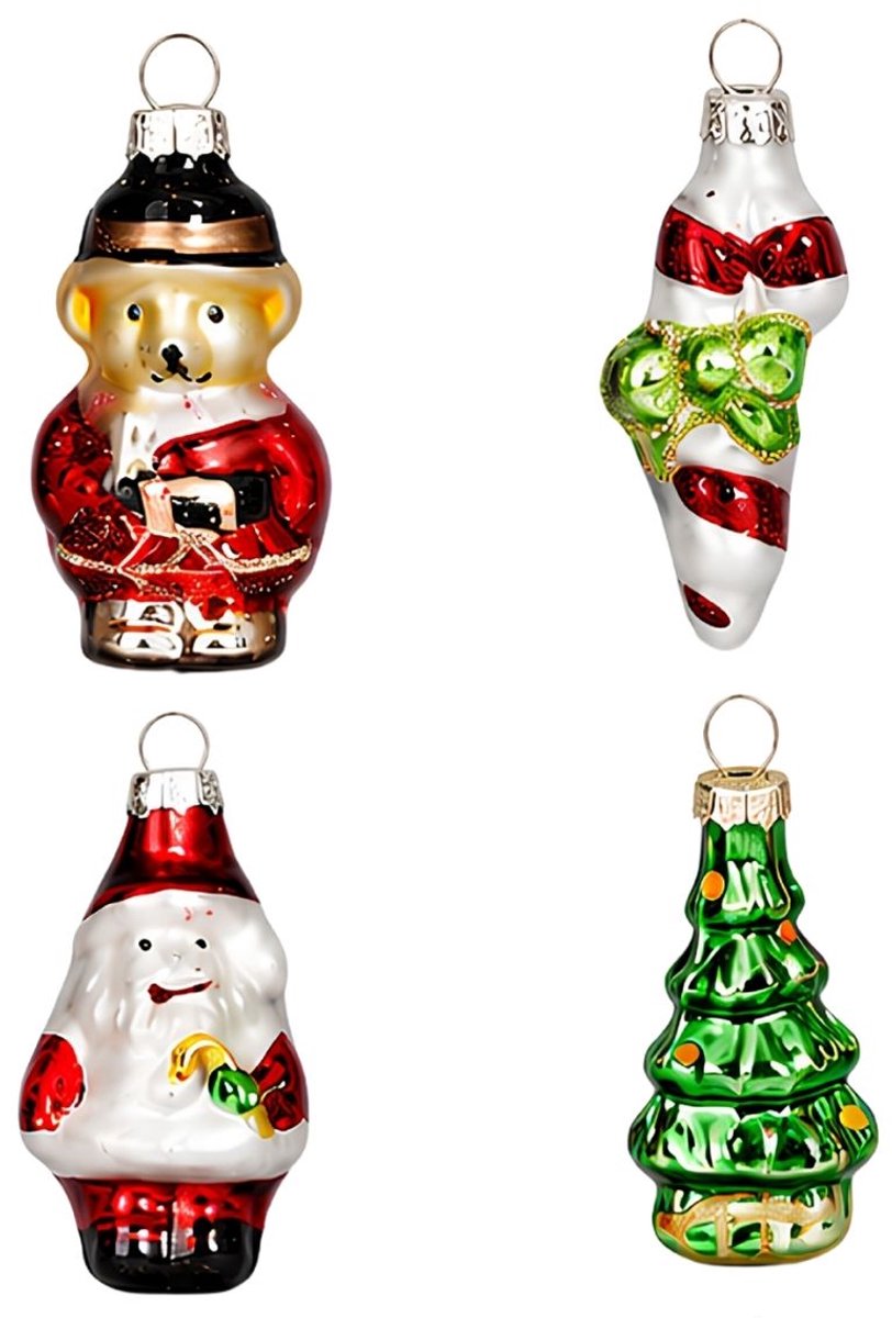 Mica Decorations Kerstballen Set van 20 Stuks - Kerstversiering voor de Kerstboom - Glazen Kerstornamenten met Klassieke Kerstfiguren - Kersthangers 3,5 cm - Groen – foto 7