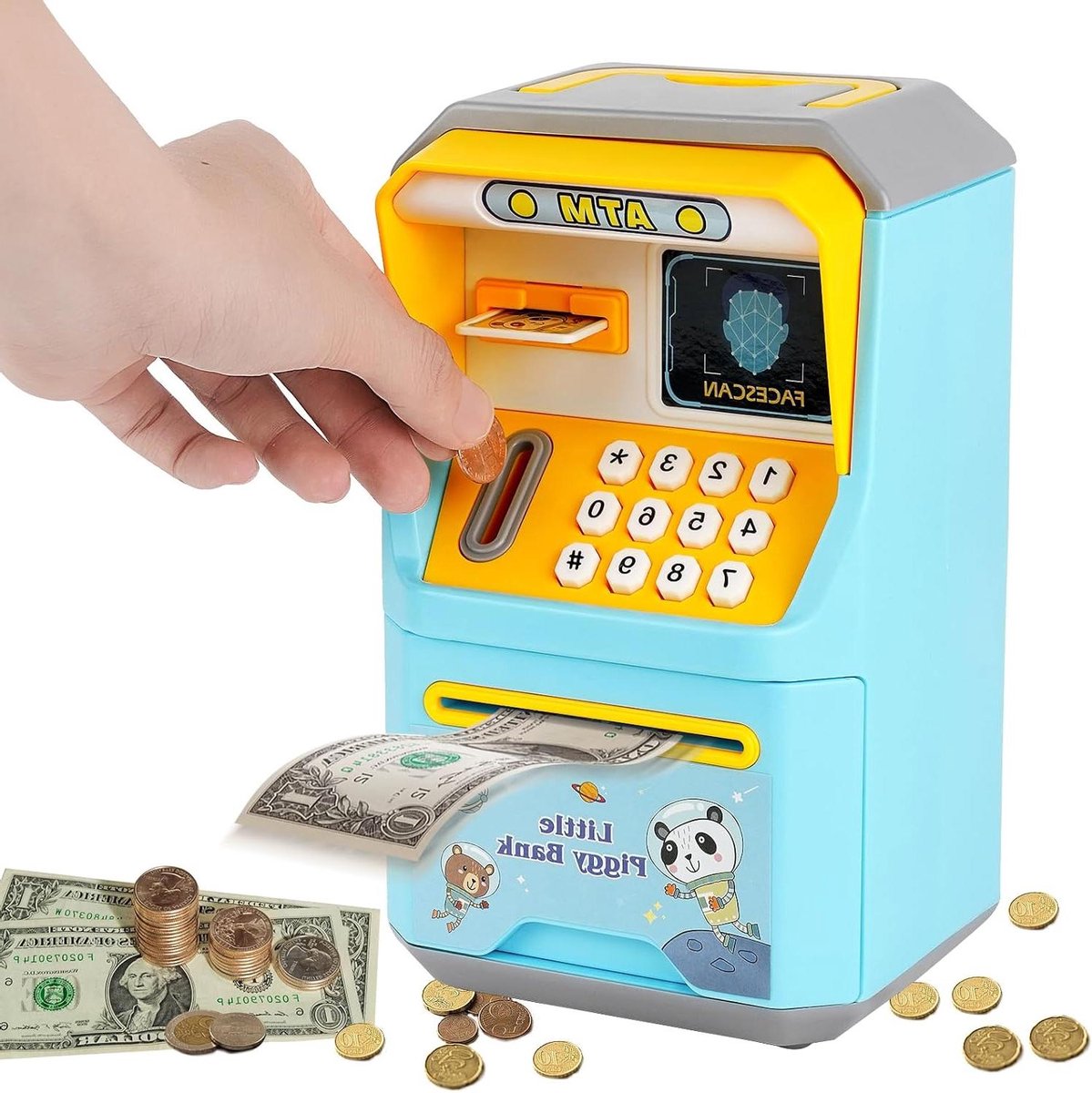 Elektronische Spaarpot - Kinderkluis Spaarpot - Geld Leren Sparen - Automatische Biljettenhouder - 276 cm Hoog - Blauw