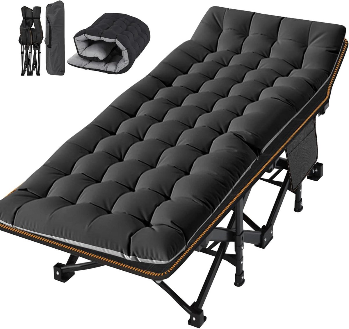 Klapbed met matras - Opklapbed veldbed - Kamperen en reizen - Extra breed en sterk - 198 x 81 cm