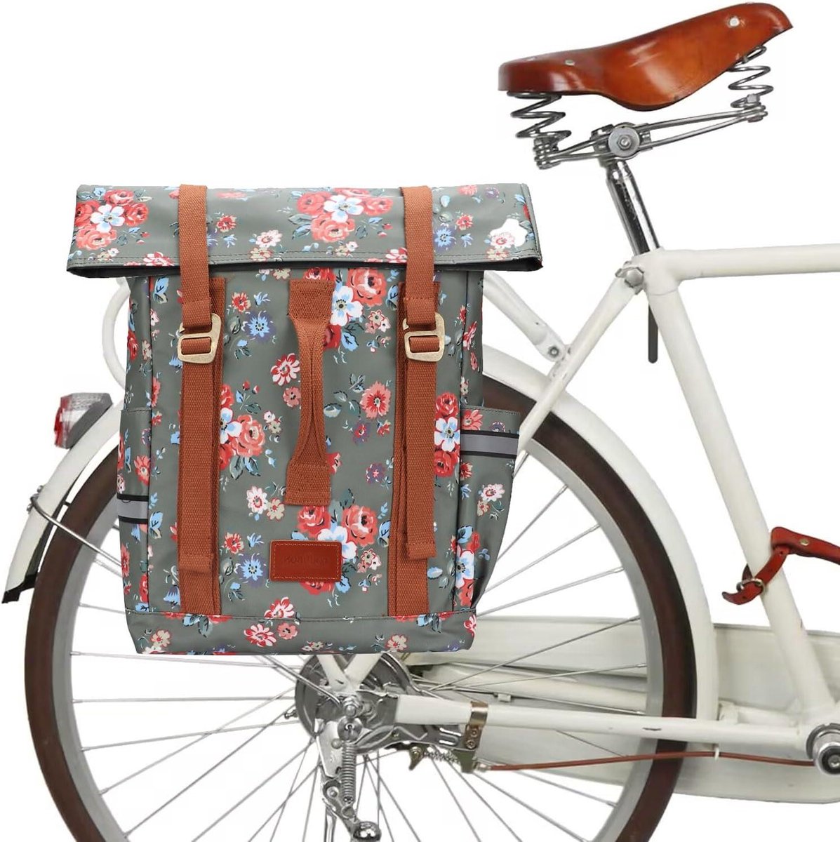 Fiets Laptop Tas - Rugzak Drager - Outdoor Reizen - Verborgen Riemen - 16 Inch Laptop - Bloem Groen