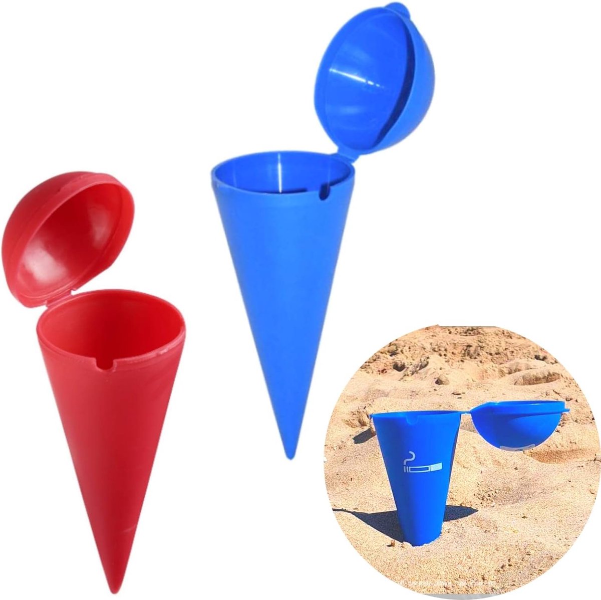 2 stuks - Strandasbak met deksel