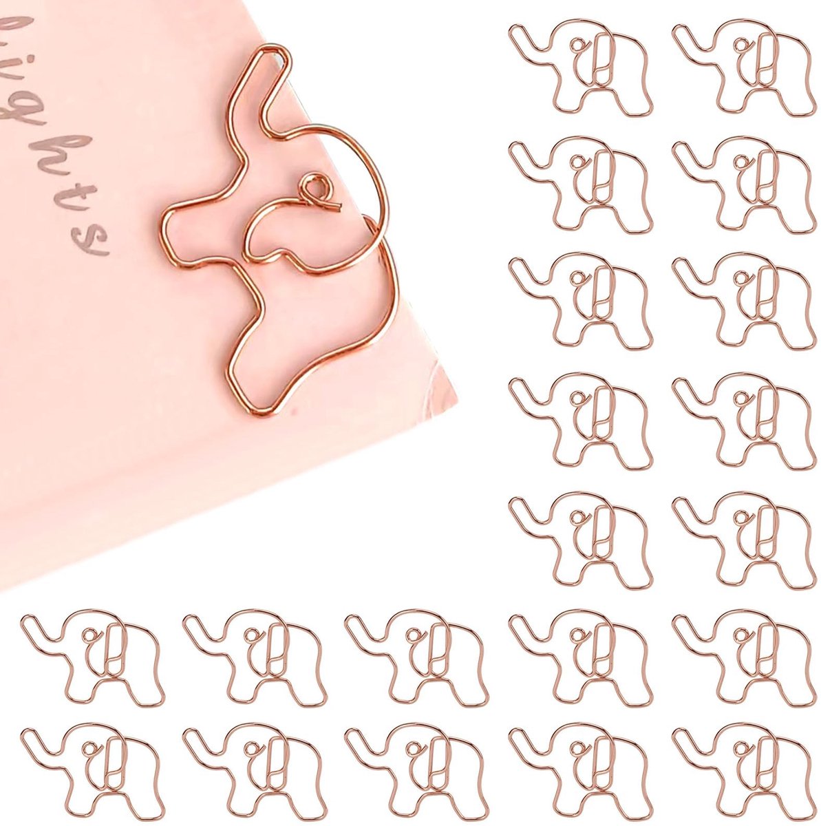 Dailygoods- Paperclips 20 Stuks - Olifantvorm - Lichtgewicht - Duurzaam - Antislip - Geschikt voor Documentclassificatie - Bladwijzers