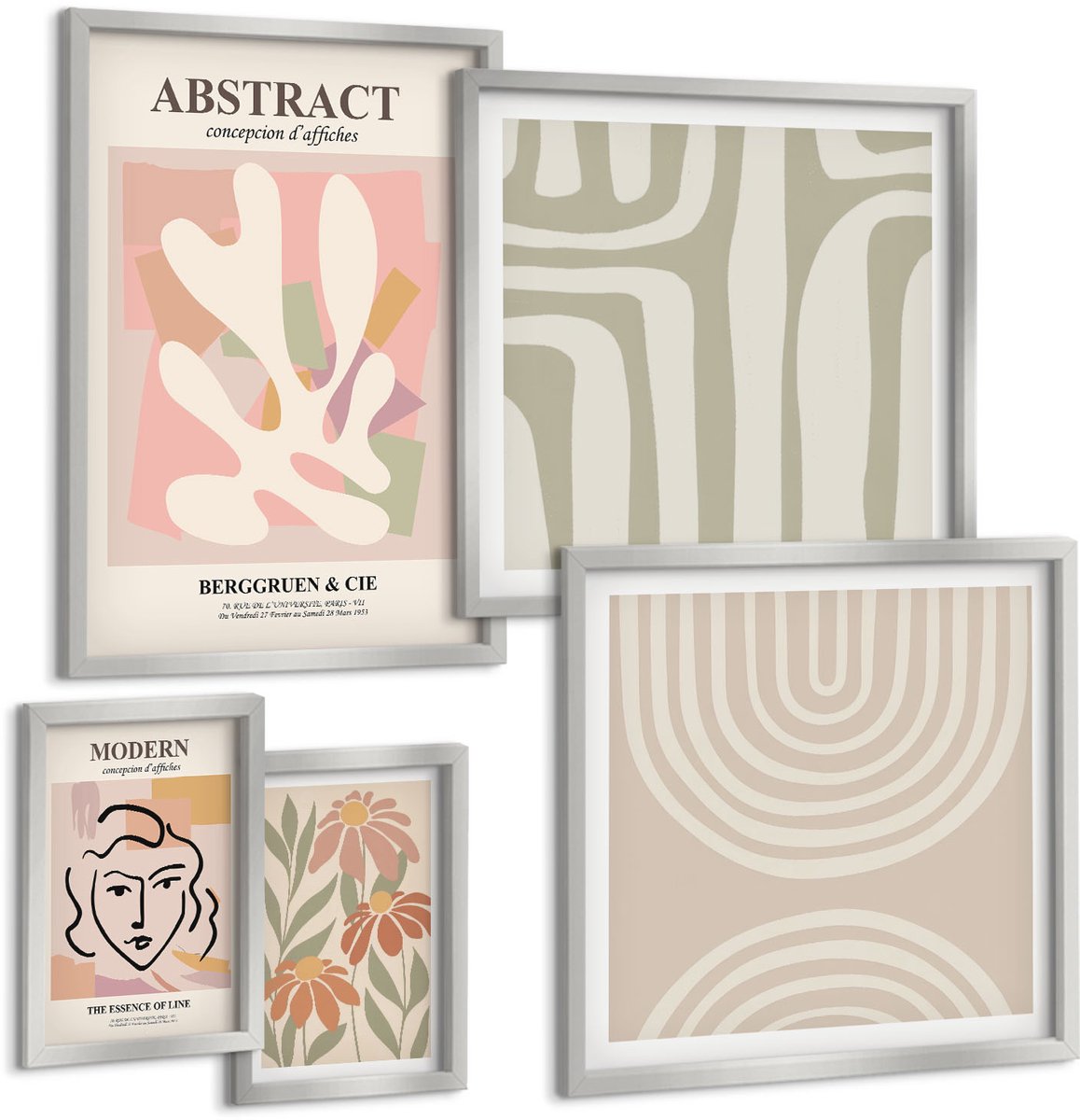 Coloray 5-Delige Schilderij Set - Strand Met Houten Trap, Vakantiesfeer - 20 x 30 cm - Stijlvolle Muurdecoratie - Kantoor - Moderne Wanddecoratie
