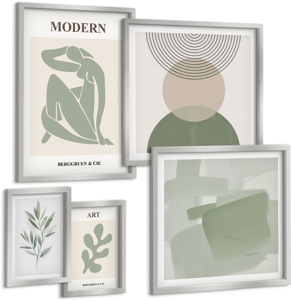 Coloray 5-Delige Schilderij Set - Tropische Planten En Vakantieaccessoires Aan Het Water - 20 x 30 cm - Muurdecoratie - Interieur Decoratie - Wanddecoratie