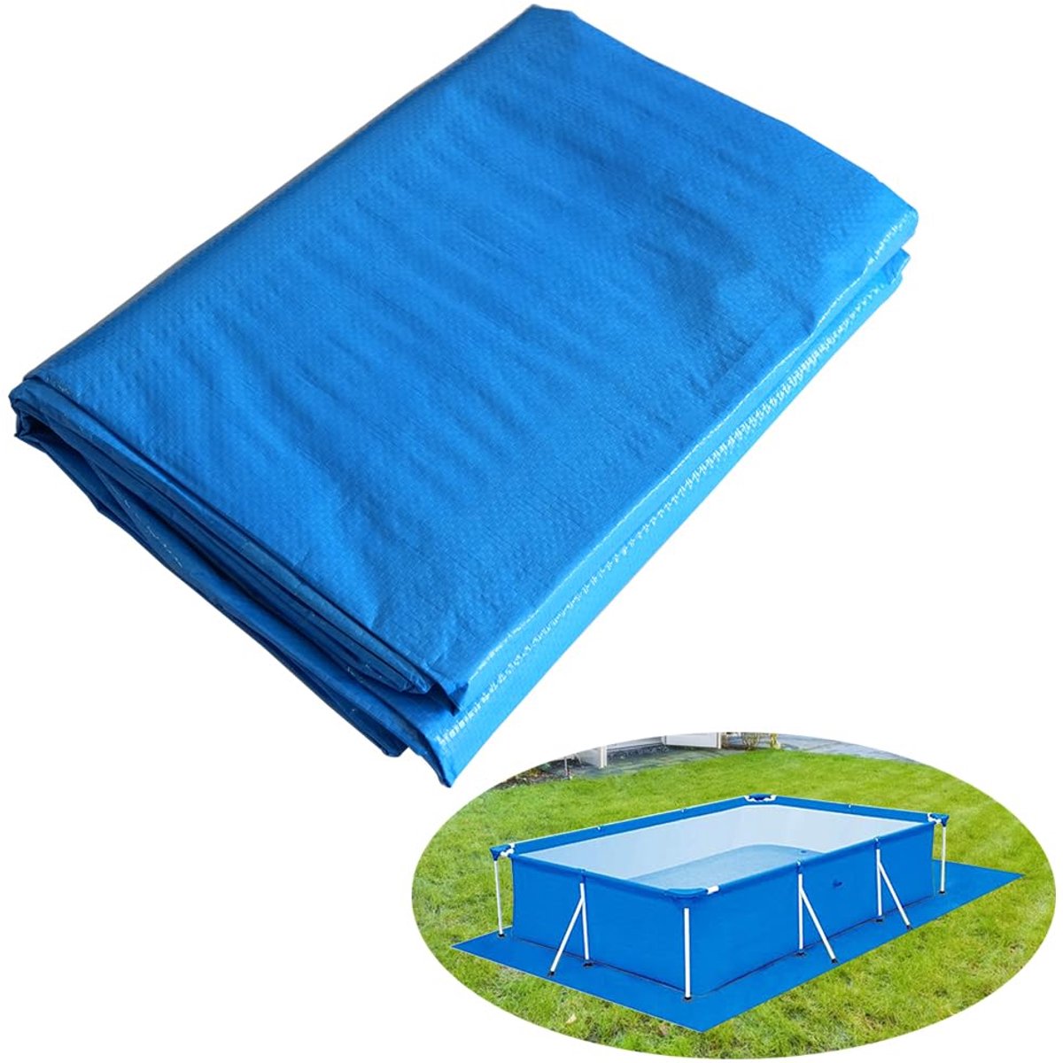 Grondzeil, zwembadmat, vloermat, waterdicht zwembadzeil, vloerbescherming voor rechthoekig frame, zwembad, 295x206cm