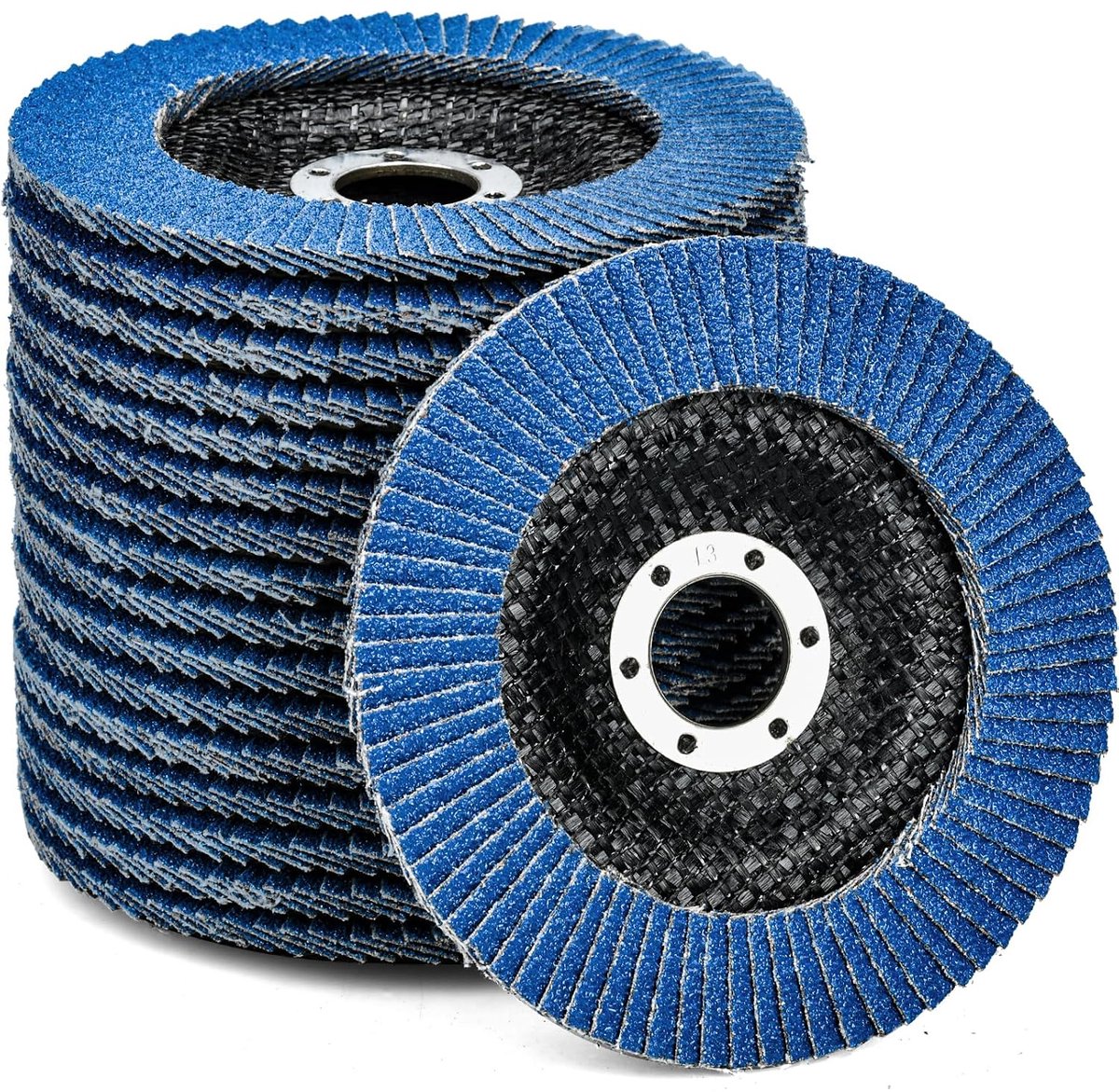 10 stuks waaierschijven Ø 125 mm x 22 mm korrel 60 schuurschijven schuurmopschijf lamellenschijven voor haakse slijper polijstmachine, blauw