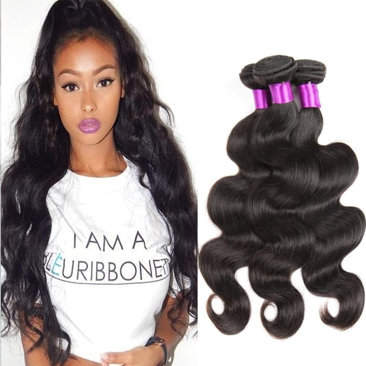 Wave Bundles Brazilian 100% Human Hair Extension 5A Weave Wavy Natural Curly Weave Menselijk Haar for Black Women Natural Black Color Haarextensies(18 18 18 Inches/210g)