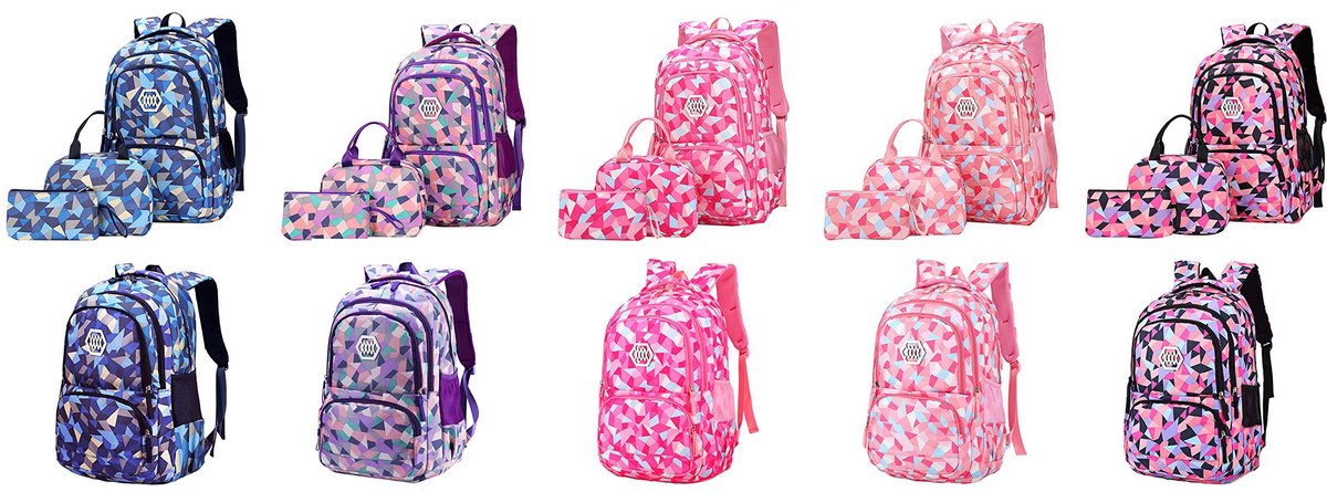 SellerFun Meisjesrugzak, met geometrische print geschikt voor basisschool, middelbare school, hogeschool of - ShopVlot