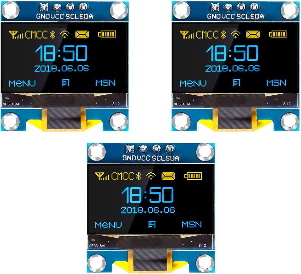QIQIAZI OLED-display van 0,96 inch, I2C-module, 3 stuks, I2C-displaymodule, 128 x 64 pixels, I2C-beeldscherm - ShopVlot