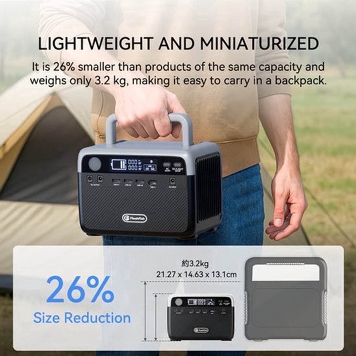 Powerbank – Draagbare Accu – Noodstroomvoorziening – Zonne-energie Generator – Power Station – 230Wh LiFePO4 Batterij – 300W Continu Vermogen