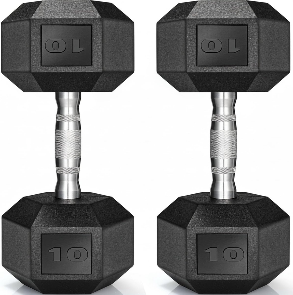 10 kg - 25 kg hexagon duurzaam rubber gietijzer voor krachttraining thuis met ergonomische greep stabiele en veelzijdige halter hex