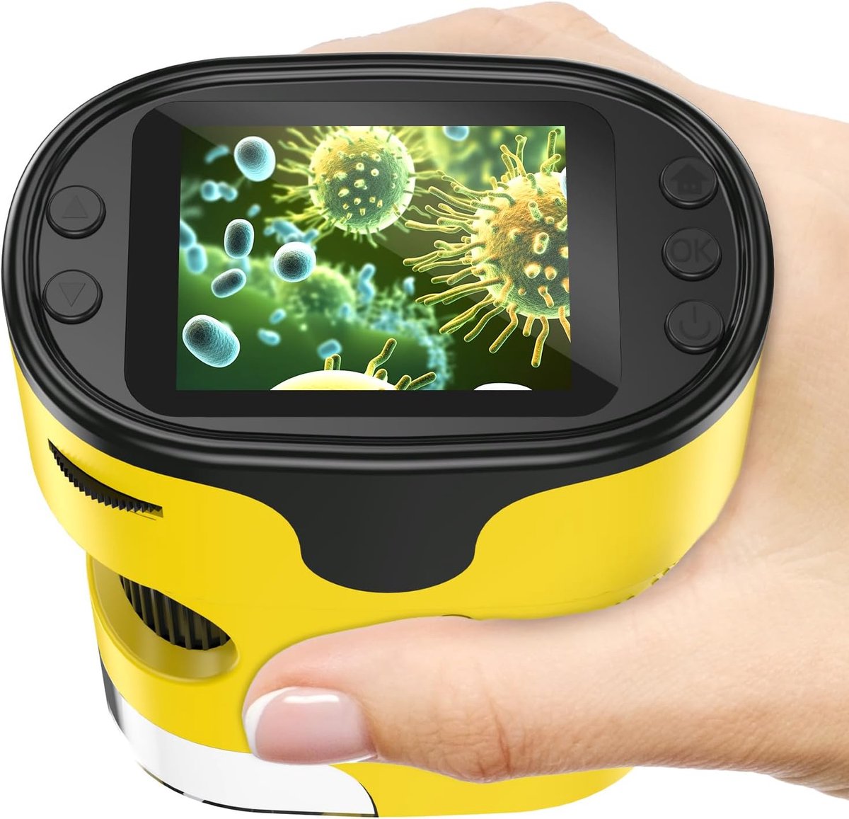 1000X Handheld Digitale Microscoop voor Kinderen - 4K 2,0" Scherm, Oplaadbare Mini Labster Draagbare Zakscoop, Inclusief Dia's Kit - Science Gadget Edu Cadeau voor Kinderen van 4-12 Jaar (Geel)