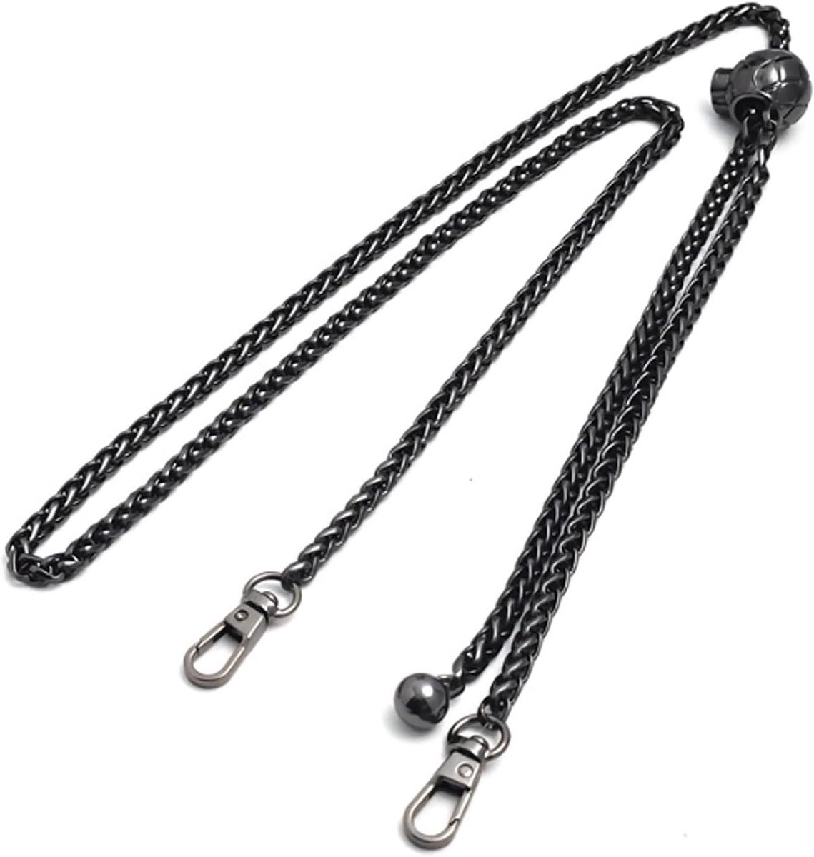 Moderne Crossbody Tas met Ketting, Schoudertas Vervangingshalsband en Handtasriem in Pistol Black