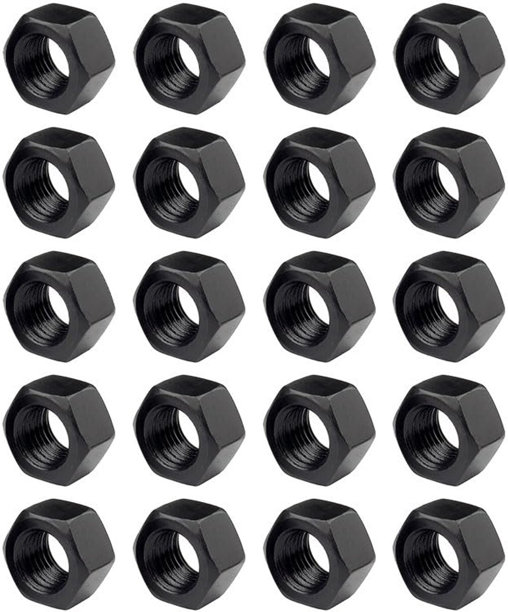 20 stuks zeskantmoeren, zwart, hoog koolstofstaal, M3.5/M4/M5/M6/M8/M10/M12 hardware-moeren, reserveonderdelen, bevestigingselementen