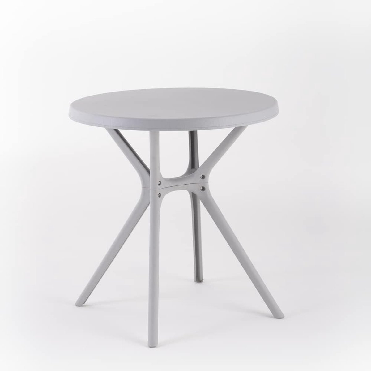 Ronde tafel, 70 cm diameter, van hars met glasvezel, modern design, geschikt voor binnen en buiten, geschikt voor bars, restaurants, ijssalons, cafés (lichtgrijs)
