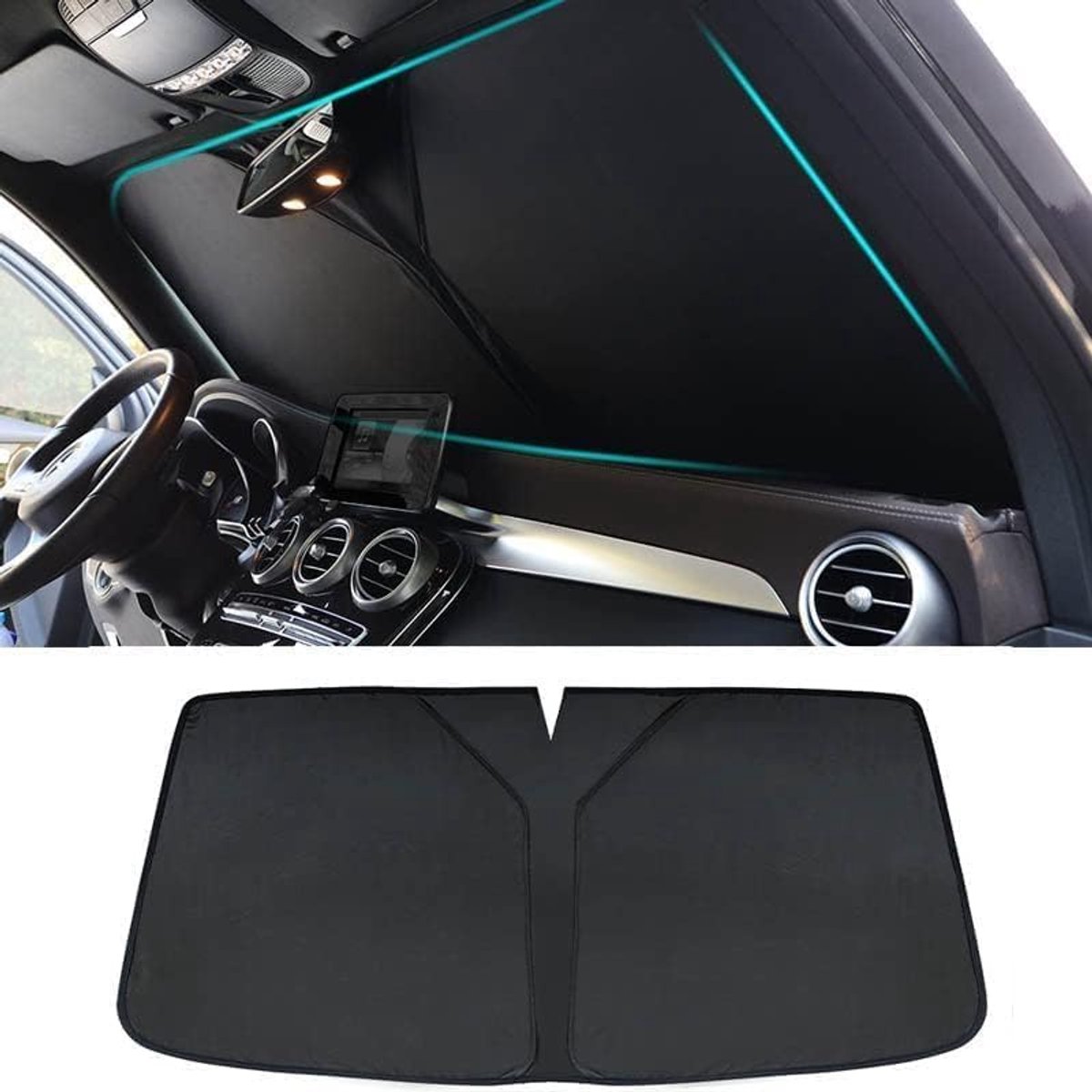 Zonwering voor de auto, voor Peugeot 1007, 104, 106, 107, 108, 2008, 204, 205, 206, 207, 208, 3008, 301, 304, 305, 306, 307, 308, 309, voorzijde ondoorzichtig, UV-bescherming, reflecterende