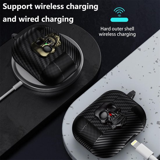 3D Grappige Schedel Hoesje voor AirPods Pro 2 - Skull Black — afbeelding 2