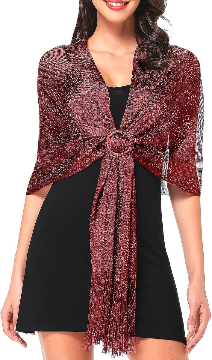 Stola Dames, Glanzend Metallen Sjaal Stola Dames, Stola voor Avondkleding, Stole met Gesp, Schaal voor Vrouwen Bruid Huwelijk, voor Avondkleding Kleding Huwelijksfeest (Goud