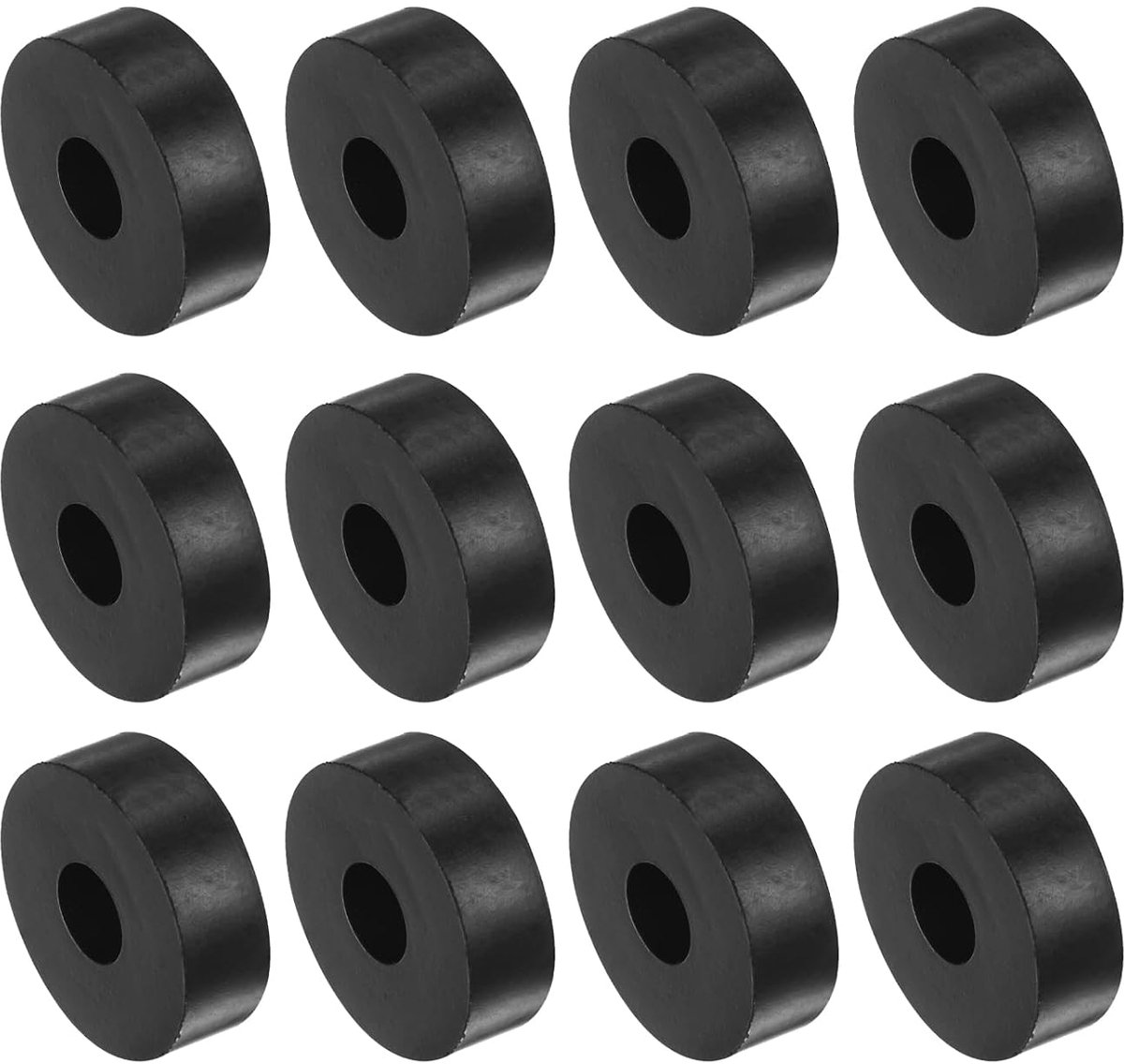 12 stuks afstandhouders van rubber, 10 x 10 x 30 mm, trillingsisolatiepads voor woonaccessoires, auto's en boten, neopreen, zwart