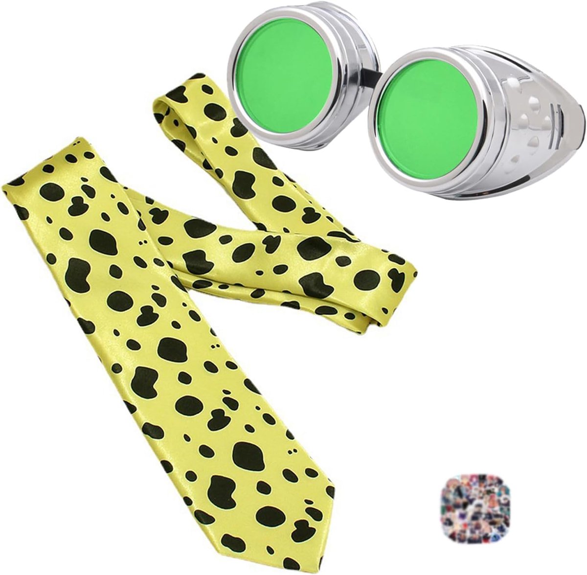 Retro Steampunk Bril Bril Anime Cosplay Kento Tie voor Halloween Kostuum Accessoire met Stickers 12 Stuks