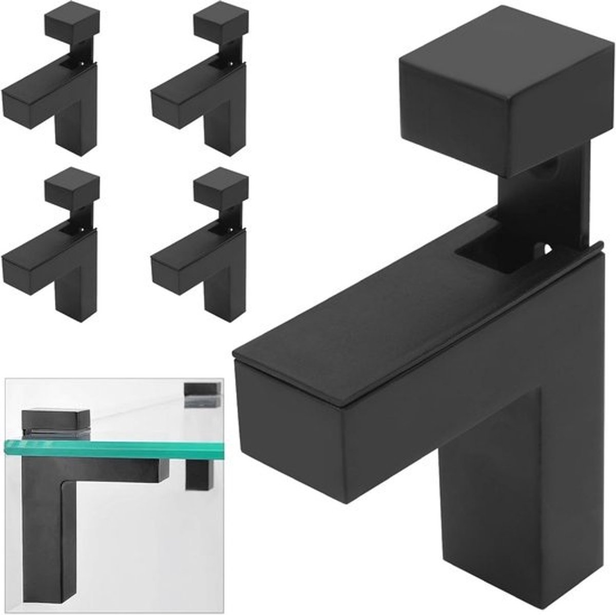 Verstelbare Wandplankhouders voor Glas - 4-delig Set