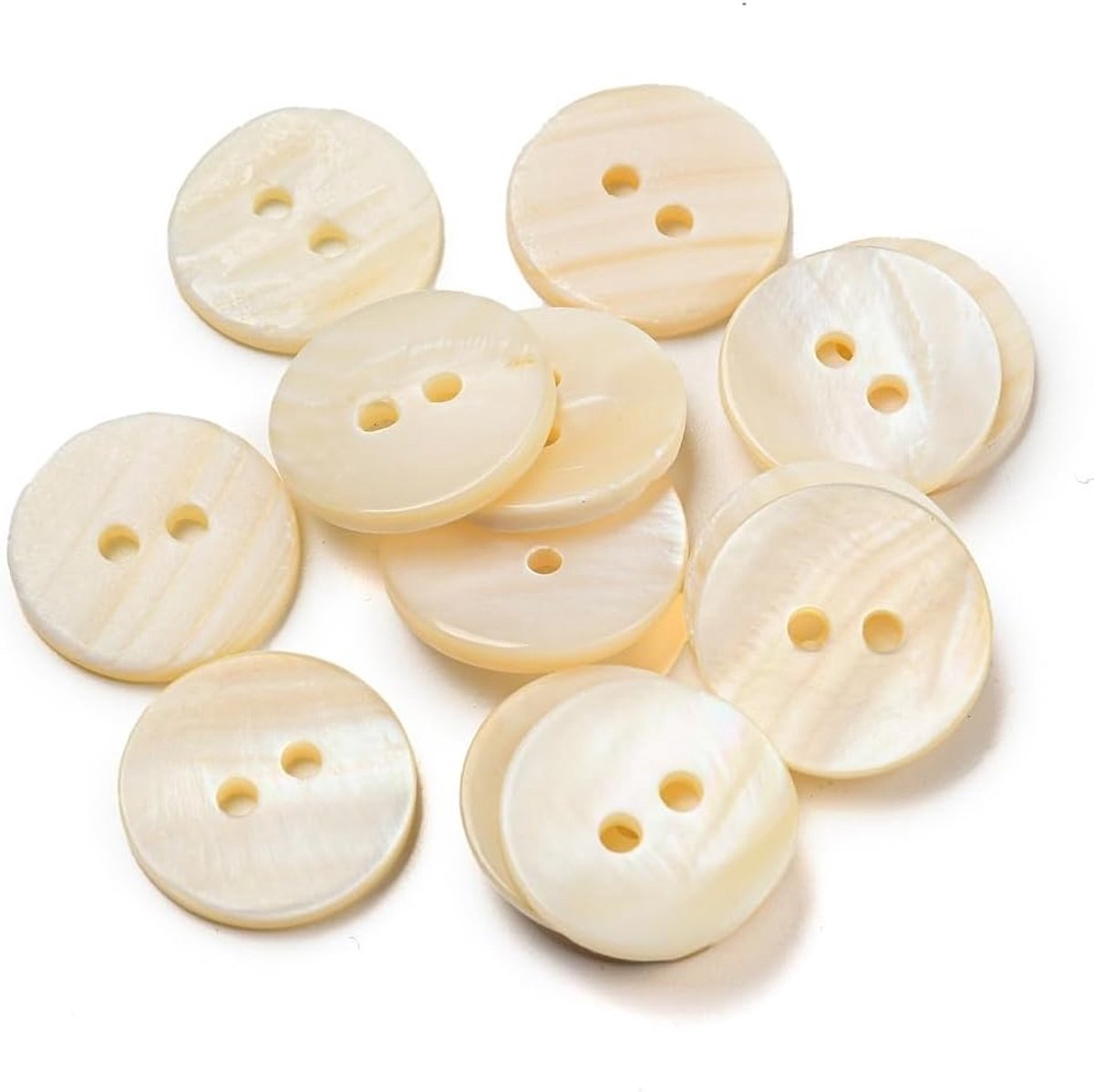 Knopen 18 mm (1,8 cm) schelpkleur ronde knopen met twee gaten van 2 mm per gat - 2-gaats knopen schelpknop om aan te naaien naaien knutselen knutselknopen jasknopen mantelknopen