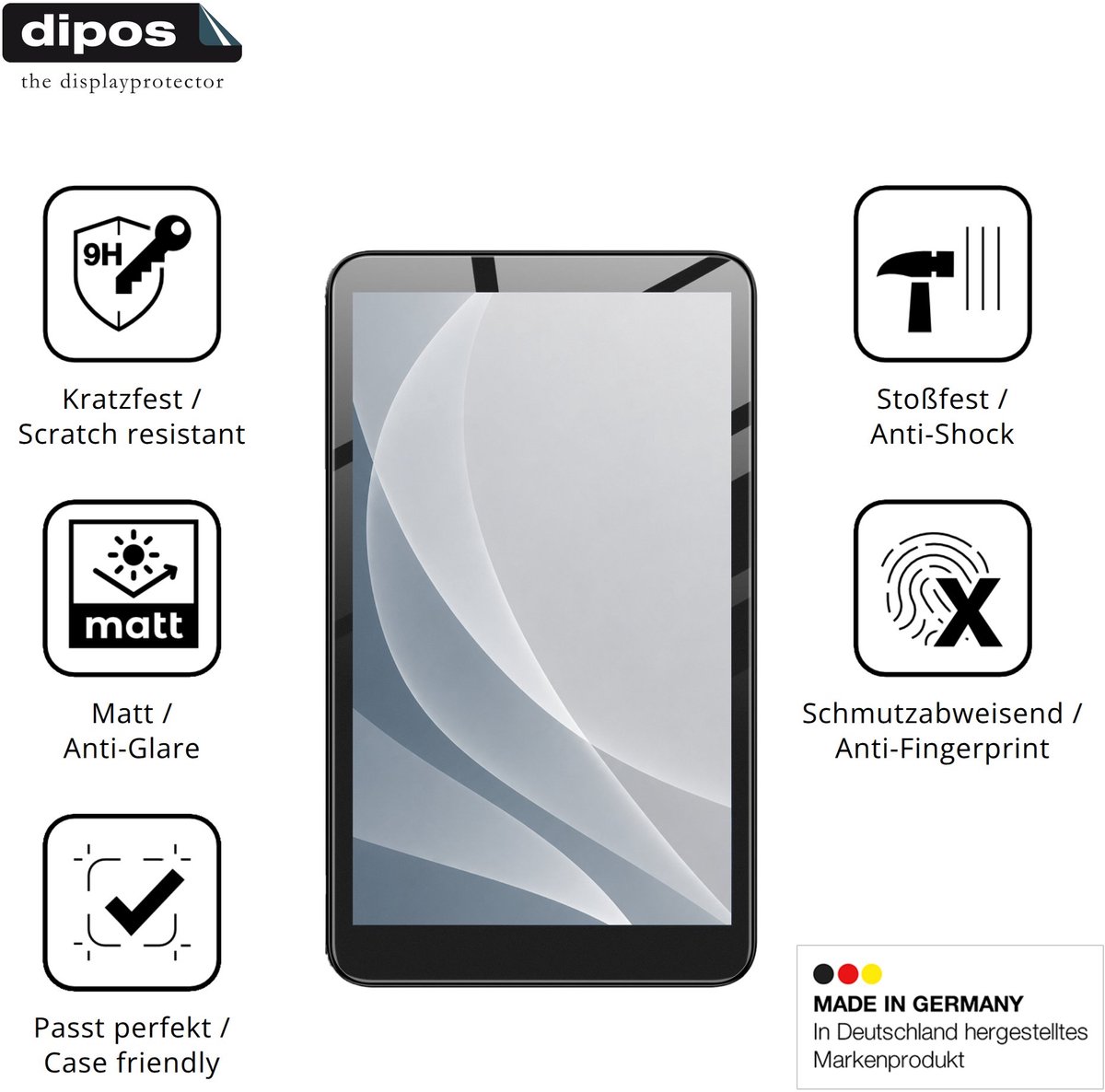 dipos – 2x Matte Pantserfolie geschikt voor Diofox 16GB | 9H Screenprotector