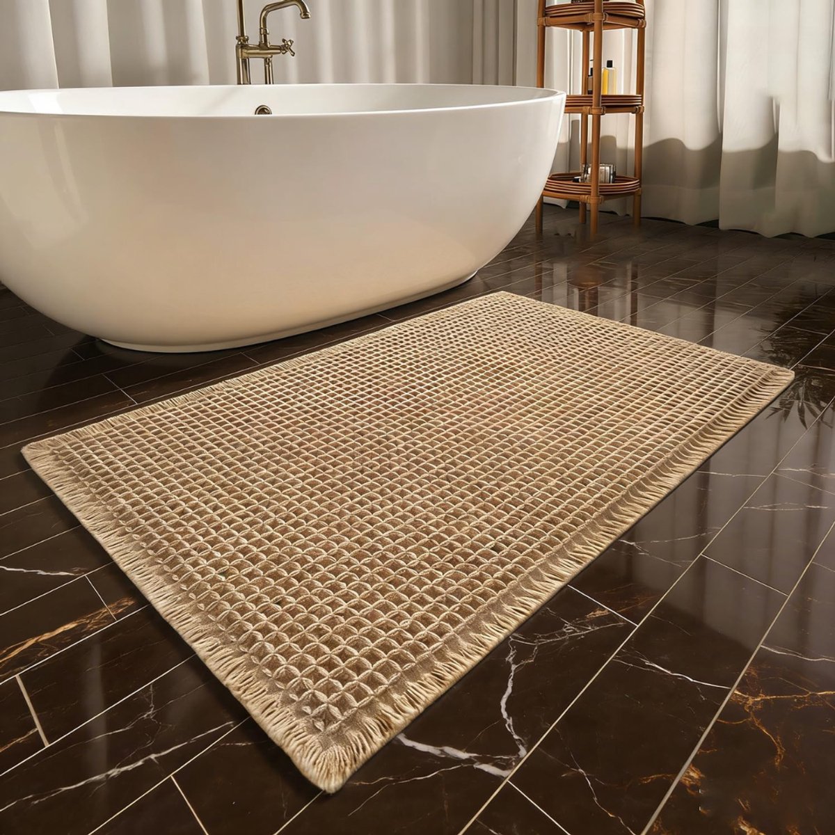 ZRNS® Badmat Anti Slip - Douchemat Badkamer - Wasbaar - 50x80 cm - Bruin