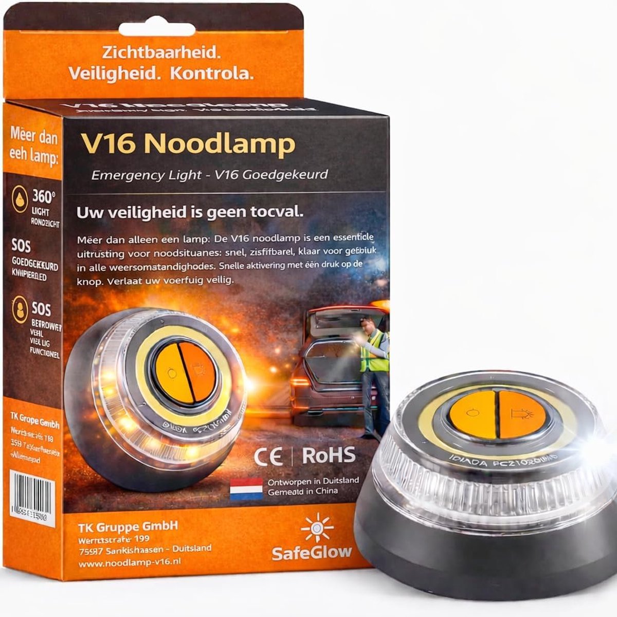 Waarschuwingsdriehoek - Werkt op batterijen - Gevarendriehoek - Magnetisch - Compact