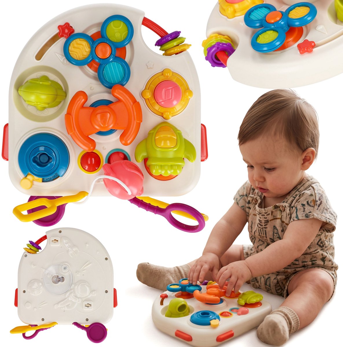 3w1 MANIPULATIEF bord, montessori speelgoed, sensorisch MET ZUIGNAP voor kinderen 18m+