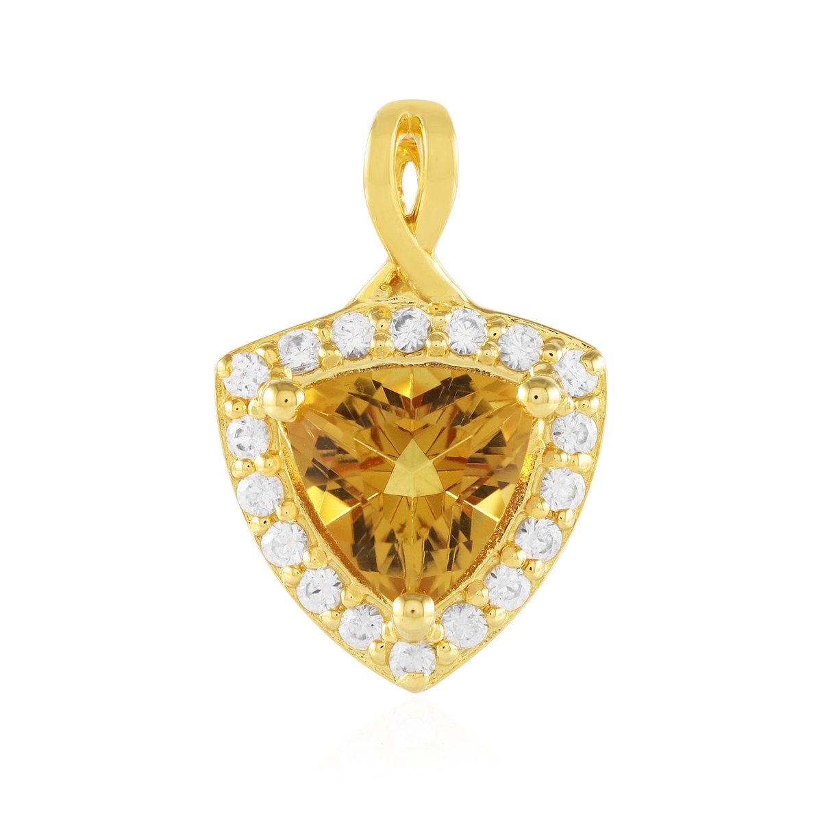 Cavill - Zilveren Hanger met 1,415 ct Braziliaanse Scapoliet - 925 Sterling Zilver Verguld - Triljant & Pave Zirkonia 0,358 ct - Elegant