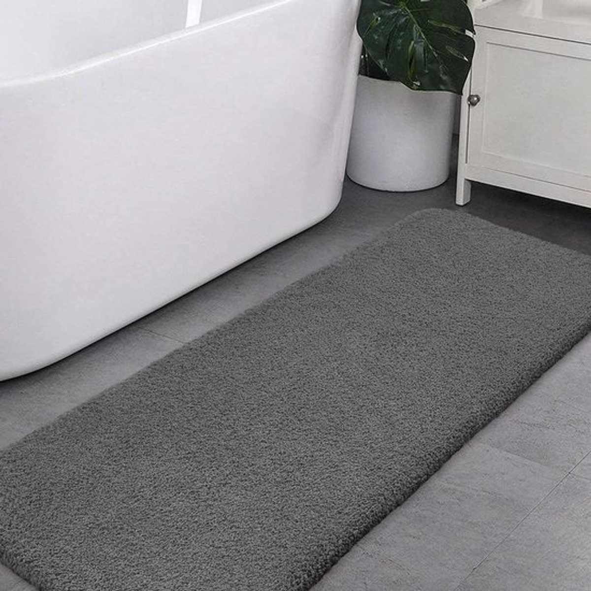SnelShoppen - Badmat Extra Dikke & Superzachte Antislip Badkamer Vloerkleed - Hoogabsorberend Machinaal Wasbaar - 50 x 122 cm Donkergrijs