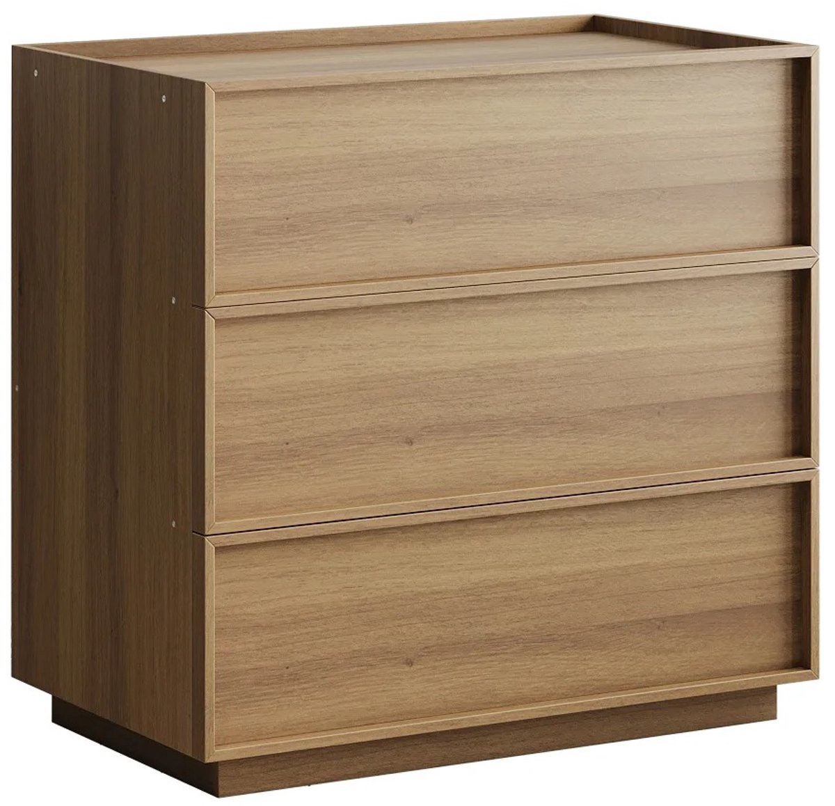 Bresht Dressoir - Opbergkast - 3 ruime laden - Handgreeploos - Anti-kantelvoorziening - Modern - Eikenhout - 80 x 48 x 78 cm