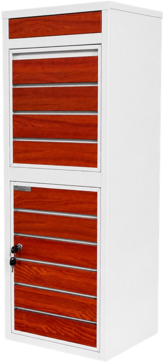Bunny Box Style - Pakketbrievenbus - Staand - Wit met Donker Teak