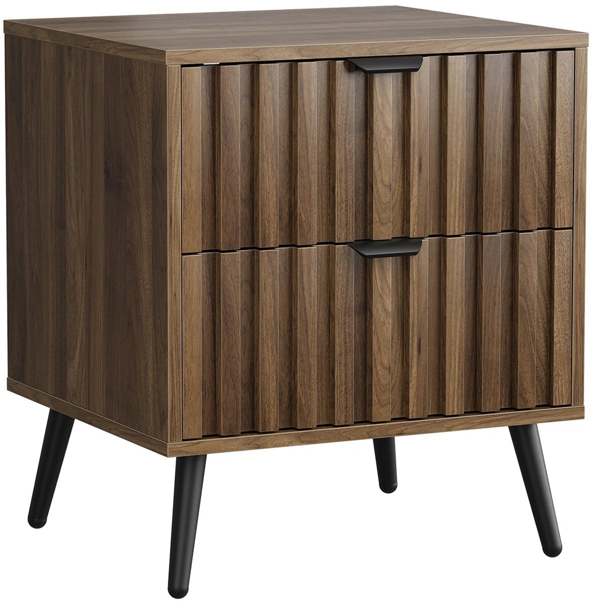 Bresht Nachtkastje - Nachtkastjes set van 2 - MDF - 2 Laden - Anti-kantelvoorziening - Modern - Walnoot - 45 x 40 x 53 cm