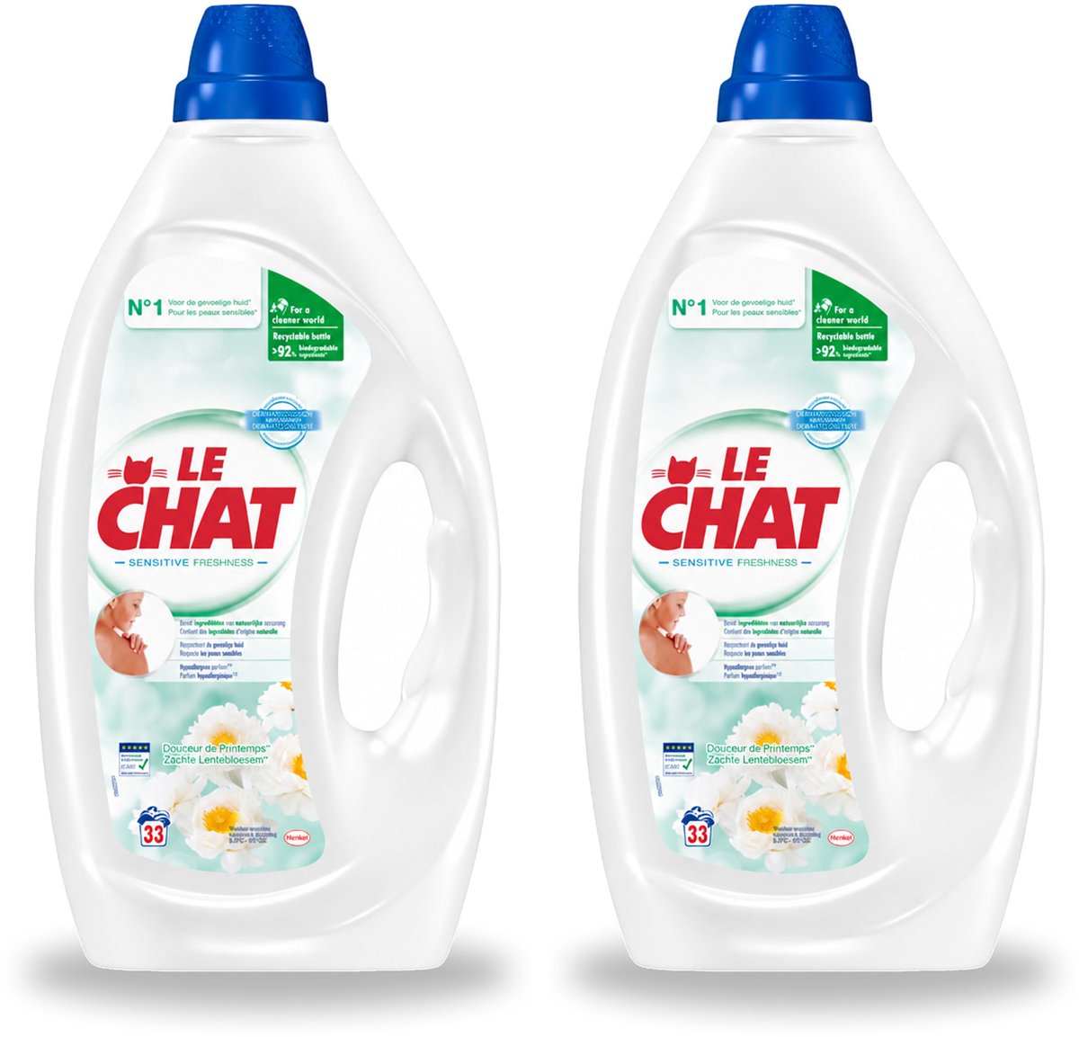 2 x Le Chat – Vloeibaar Wasmiddel – Zachte Lentebloesem – 1,485 L - Bulkverpakking - 2 stuks